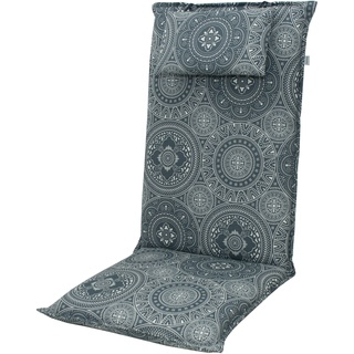 DOPPLER Lyra Stuhlauflage Hochlehner, grau gemustert, Polyester, 120 x 48 x 7 cm, mit Kopfkissen und Reißverschluss