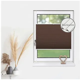 Deco-Raum Plissee Thermo Basic, abdunkelnd, Klemmträger, auf dem Fenster-/Türrahmen, Klemmfix, einfache Montage, in verschiedenen Farben und Größen ohne Bohren braun 40 cm x 150 cm