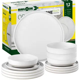 BRUNNER Geschirr-Set BRUNNER Camping Geschirrset ODETTE (7, 12, 16-tlg) WHITE AntiSlip (12-tlg)