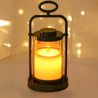 Skeadex Solarkerzen Außen Wasserdicht, Wasserdicht Flammenlose Kerzen Mit Griff Led Kerzen Flackernde Flamme Batteriebetriebene Kerzen Led Teelichter Mit Griff Für Halloween Weihnachten (Schwarz)