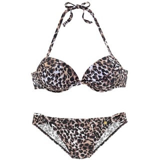 LASCANA Push-Up-Bikini Damen braun-bedruckt Gr.38 Cup A