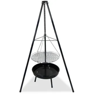 CCLIFE Grillschale Schwenkgrill Grillrost Holzkohlegrill Dreibein Feuertopf Camping, Eisen, speichert die Hitze gleichmäßig und über einen langen Zeitraum. 166 cm