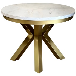 Runder goldener Tisch wohnzimmer ausziehbar 120(200) Marmorplatte Narvic
