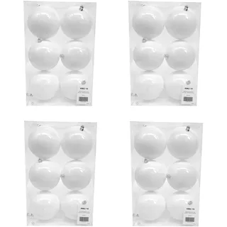Kunststoff Weihnachtskugel Ø 10cm weiß Deko Kugel Christbaumschmuck bemalen DIY 4 Sets - 24 Stück