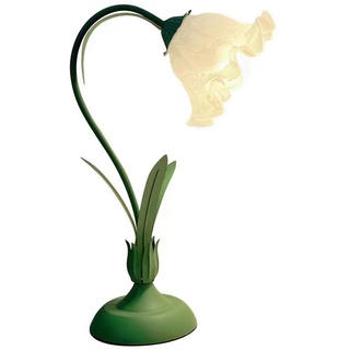 USMEI Blume Tischlampe, Vintage Blumenform Tischleuchte mit 3 Helligkeitsmodi, Nachttischlampe mit PVC Lampenschirm, Dekorative Retro Schreibtischlampe für Schlafzimmer, Büro, Bars, Restaurants