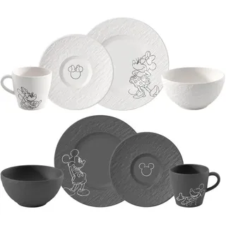 Villeroy & Boch Manufacture Frühstücksservice 8-tlg. schwarz/weiß mit Mickey Mouse Dekor