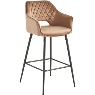 Mid.you Barhocker, Schwarz, Taupe, Metall, Textil, konisch, Rundrohr, 55x105x53 cm, Esszimmer, Barmöbel, Barhocker