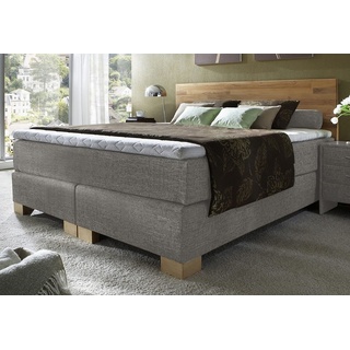 Boxspringbett MAINTAL Komplettbetten Gr. Liegefläche B/L: 160 cm x 200 cm, Gewicht bis: 80 kg H2, 5-Zonen-Tonnentaschen-Federkernmatratze, grau Bett Bettgestell Boxspringbett Doppelbetten Komplettbetten
