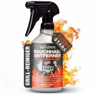 bio-chem Grillreiniger Rauchharzentferner extra stark gegen Eingebranntes 500ML Grillreiniger (Einzelprodukt, [- Rauchharz-Entferner 0.5 l Handsprayflasche Extreme Fettlösekraft für hartnäckigste Ablagerungen) weiß