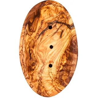 levandeo Olivenholz-Seifenschale ca.12x8cm Oval Seifenhalter mit Rillen Badzubehör Holz Natur Unikat Bad Seifenablage