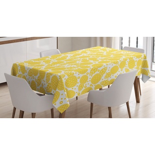 Abakuhaus Tischdecke Farbfest Waschbar Für den Außen Bereich geeignet Klare Farben, Modern Ananasfrucht gelb|weiß 140 cm x 170 cm