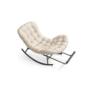 VASAGLE Schaukelsessel mit Kissen 136 kg 136 x 71 x 70 cm Beige