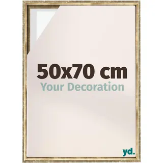 yd. Your Decoration - Schattenfugenrahmen 50x70 - Gold Antik - Rahmen für Leinwand Bilder auf Keilrahmen - Holz - Lyon