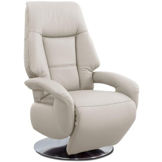 Cavadore Ledersessel Edinburgh / Fernsehsessel mit manuell verstellbarer Relaxfunktion / 74 x 114 x 77 / Echtleder: weiß