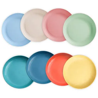 8 Stück Camping Teller Kunststoff, Plastikteller Mehrweg Unzerbrechliches 8 Farben Picknickteller Wiederverwendbar Kunststoffteller Campingteller für Indoor Outdoor Picknick Camping