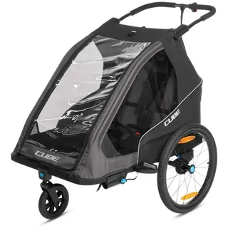 Cube Double Pure Kinderanhänger schwarz/grau 2026