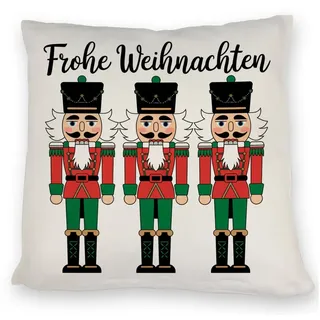 speecheese DREI Nussknacker - Frohe Weihnachten Kissen mit roten Kostümen Festliche Illustration verleiht weihnachtliche Stimmung zur Weihnachtszeit