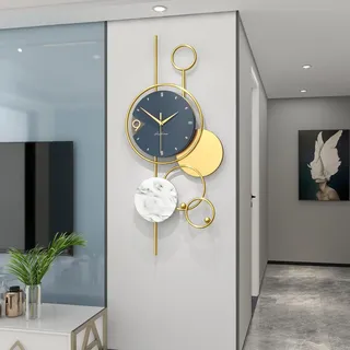 JIUJIUDA Große Wanduhr für Wohnzimmer Deko Moderne Luxus Gold Metall Wanduhr Batteriebetrieben ohne tickgeräusche für Küche Büro Schlafzimmer Dekorative lautlos Uhr 36x80cm