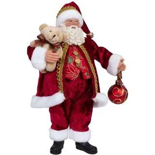 Weihnachtsmann 28cm Deko Figur Weihnachten stehend Nikolaus edles dunkles Rot