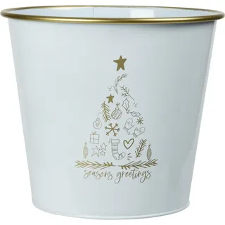 Home Styling Collection Metalleimer für Weihnachten 30,5 x 29 cm weiß