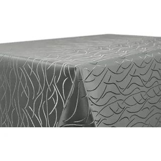 BEAUTEX Damast Tischdecke Jacquard oval 160x220 Dunkelgrau bügelfrei