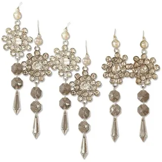 Mirabeau Christbaumschmuck Schmuckanhänger 6er Set Fleurette silber, Weihnachtsdekoration silberfarben