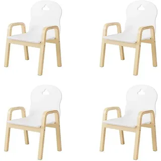 Homfa Kindersitzgruppe Kinderstuhl 4er Set, Stuhl für Kinder höhenverstellbar 61.5-48.5cm weiß