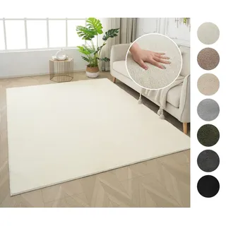 OTTO home Teppich Cali, in Standard- und Premium-Qualität, 13 mm oder 16 mm Höhe, rechteckig, Uni-Farben, kuschelig, & weich, waschbar, Wohnzimmer, Schlafzimmer beige 180 cm x 230 cm