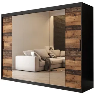möbel kryspol Schwebetürenschrank OLD STYLE T2 250 x 200 x 62 cm Schwarz