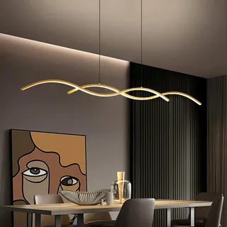 Bellastein Moderne LED pendelleuchte esszimmer dimmbar hängelampe esstisch schwarz, Wohnzimmer Küche Hängend Lampe Moderne Kreative Designer Kronleuchter Büro Leuchten Deckenleuchte (Gold, L150cm)