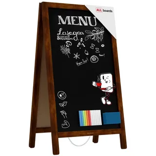 ALLboards Kundenstopper mit lackiertem Holzrahmen 78 x 44 cm Braun/Schwarz
