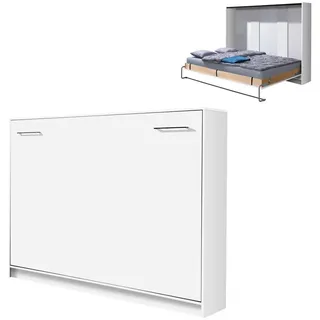 QMM TraumMöbel Schrankbett, Weiß, Holzwerkstoff, 140x200 cm, Schlafzimmer, Betten, Klappbetten