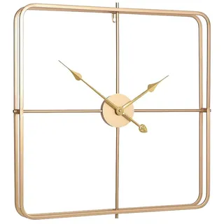 LW Collection Wanduhr Harvey Gold 80cm - Große industrielle Wanduhr Metall - minimalistische quadratische Wanduhr industriell - Stille Uhr