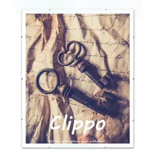 Clippo Deluxe Rahmenloser Bilderrahmen 33x98 cm Bildhalter im Sonderformat mit weißem Hintergrund und klarem Kunstglas