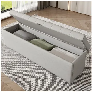 CASSILANDO Bettbank mit Stauraum Hellgrau 141*41.5*47cm(L*W*H)