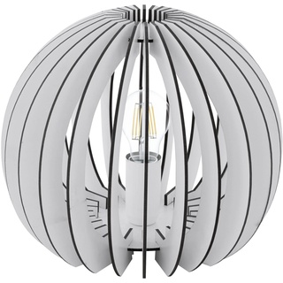 EGLO Tischlampe Cossano, 1 flammige Tischleuchte Vintage, Nachttischlampe, Wohnzimmerlampe in Weiß, Stahl und Holz in Weiß, Lampe mit Schalter, E27 Fassung