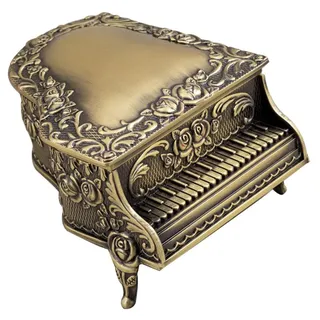 ifundom Klavierstil Vintage mit Rosenmotiv Schmuckkästchen aus Metall Gold | Aufbewahrungsbox, Tischdeko für Kinderzimmer oder Schreibtisch, Kunstvoll, Kreativ, als Geschenkbox mit Deckel