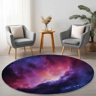 Generisch Teppich Rund 120 cm Abstrakte Galaxiefarben Teppich Wohnzimmer Waschbar rutschfest Weich Kurzflor Runder Teppiche für Schlafzimmer Kinderzimmer Outdoor, Bunt