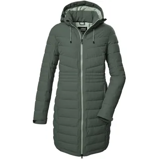 KILLTEC Damen Kow 96 Wmn Qltd Ct Steppmantel/Funktionsmantel In Daunenoptik Mit Abzippbarer Kapuze, Grün/grau, 44 EU