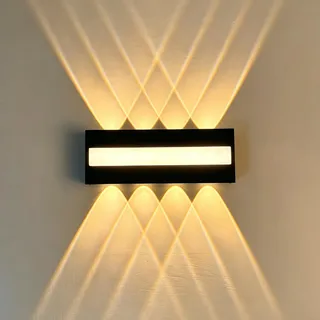 Lixstyea LED Wandlampe für Innen und Außen - 3000K IP65 Wasserdicht Wandlampe mit 8 Lichtquellen, 12W Aluminium LED Lampe, Wandleuchten, Up and Down Leuchten Innen, Garten, Flur, Balkon, Treppenhaus