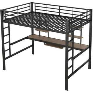 Okwish Hochbett 140 x 200 cm Metall schwarz