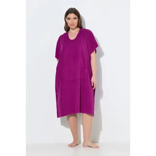 Ulla Popken Poncho Frottee-Poncho Kapuze Druckknopf-Seiten blau 42-48