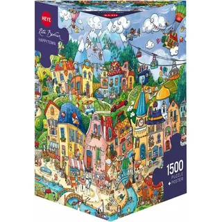 HEYE Puzzle Dreieckiges Puzzle mit 1500 Teilen - Berman: Happytown, Puzzleteile