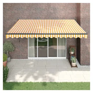 furnicato Markise Elektrische Terrassenmarkise 4x3 m Gelb und Weiß mit Aluminiumrahmen UV-beständiger Sonnenschutz mit Fernbedienung und Handkurbel bunt|gelb 3 cm x 4 cm