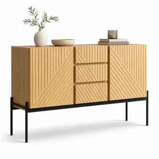 stilvora Sideboard 140 x 75 x 40 cm Braun / Schwarz