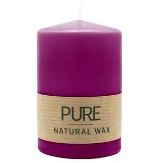 luterna 100% PURE, NATURAL WAX, Stumpenkerze, Erika, WENZEL, 90/60 mm, Brenndauer ca. 25h, 100% plastikfrei