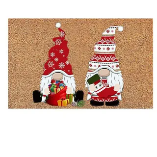 tongfeng Fussmatte Weihnachtsmotiv, Kokos Fußmatte Weihnachten Für Innen Und Außen, Weihnachten Muster Eingangsteppich Rutschfester Wohnzimmer Schlafzimmer Weihnachtsdeko, Türmatte 60 X 40 cm