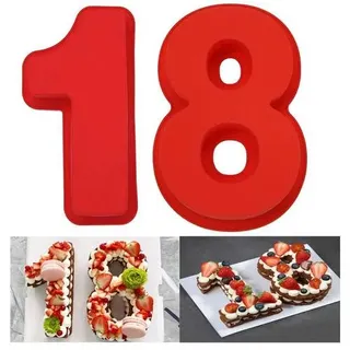 2 Stück 25.5cm Zahlenbackform Kuchenform Anzahl Silikon Kuchenform Zahlen Silikon Backform Rot Kuchen Silikonbackform für Hochzeit Jahrestag DIY Kuc