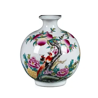 Vasen für Tafelaufsätze Keramikvase Neue chinesische handbemalte Porzellanvasen 11,8 Zoll große dekorative Desktop-Blumenvase Zuhause Wohnzimmer Büro Dekor Ornament Vasen für Tafelaufsätze