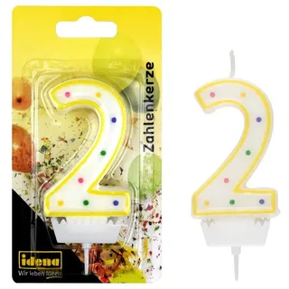 IDENA Zahlenkerze "2" gelb